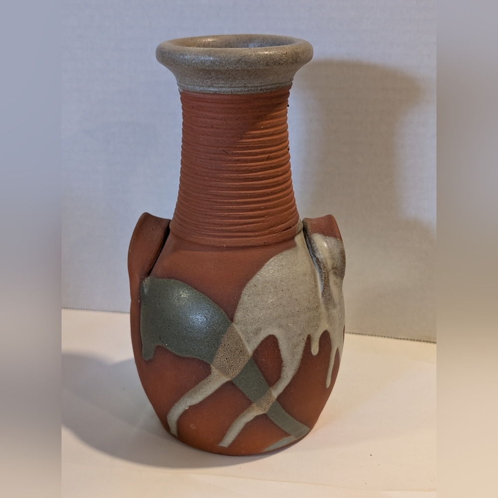 Drip Glaze Vase Handcrafted Ceramic Vase in Earth Tones.